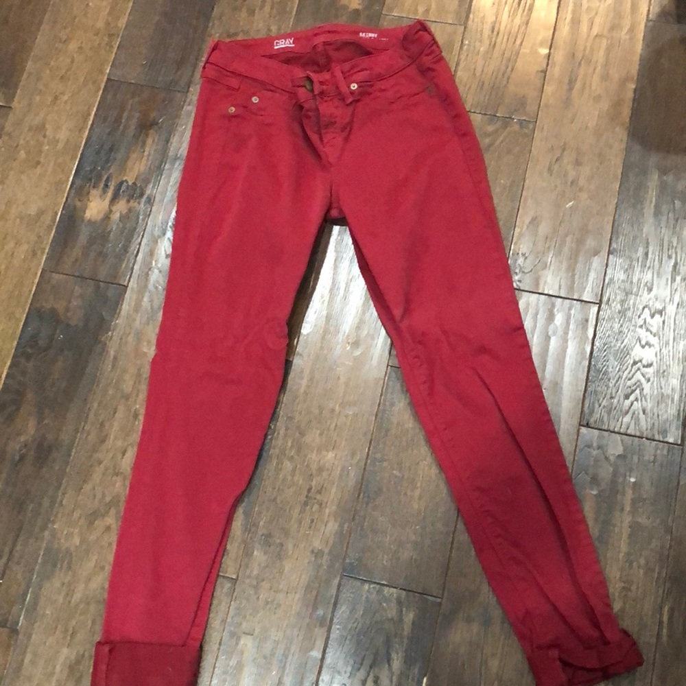 Said Fifth Avenue GRAY red skinny jeans